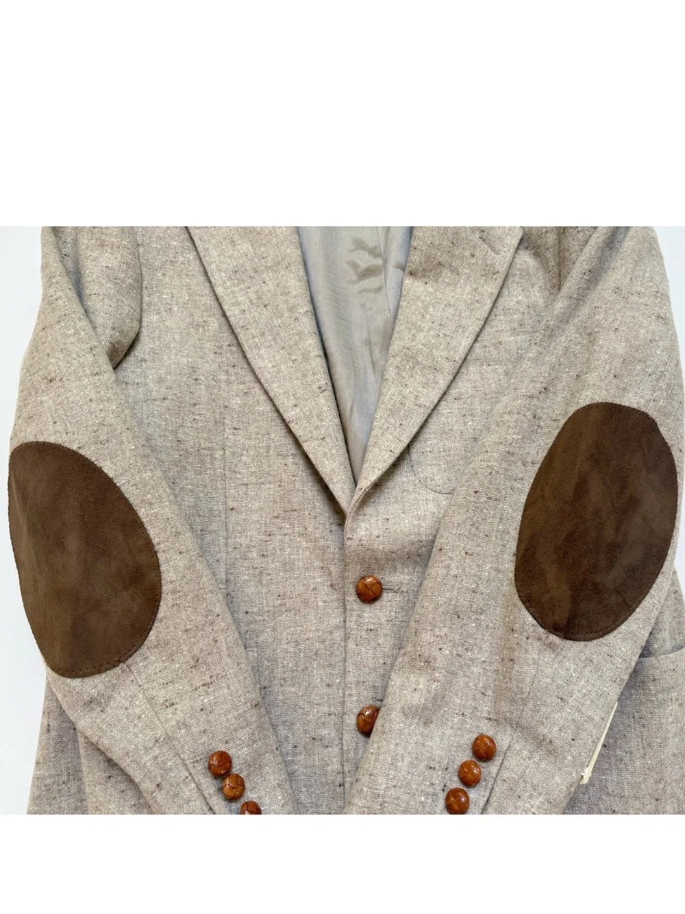 Hunt Valley Vintage Sport Coat Wool Tweed Blazer with Brown Elbow Patche Sz 38S